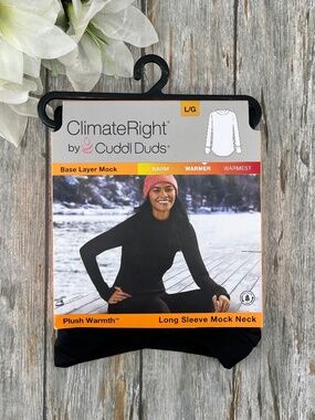 Women's Plush Warmth Mock Neck Base Layer Top Black Size L